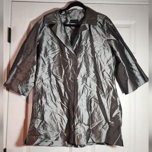 Sutton Studio Shiny Metallic Gray 3/4 Sleeve Top L